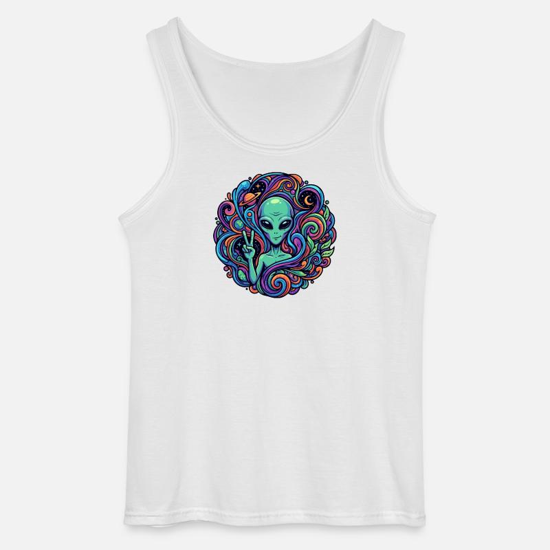Außerirdischer Peace Zeichen psychedelisch Alien - Gildan Männer Tank Top - Weiß