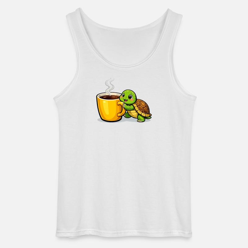 Kaffeeturtle mit dampfendem Becher - Gildan Männer Tank Top - Weiß