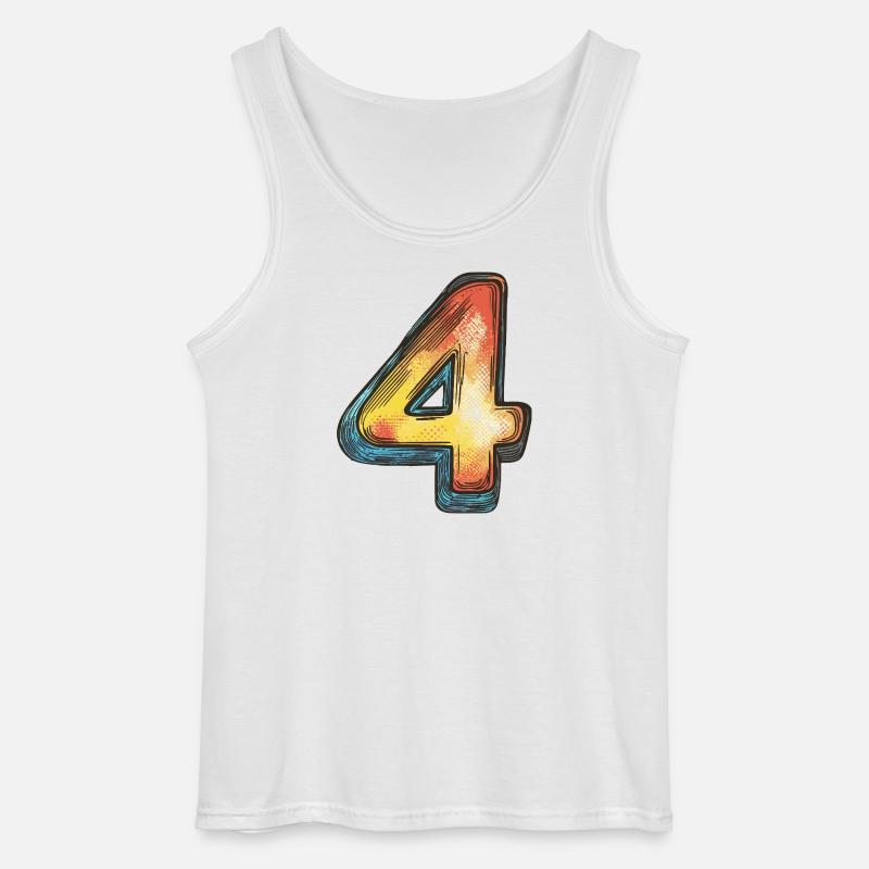 4 Numero Colorato - Canotta da uomo Gildan - bianco