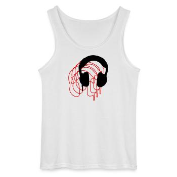 Headphones - Gildan Men’s Tank Top - white - Front - AI Model Male 185 dark (185cm)