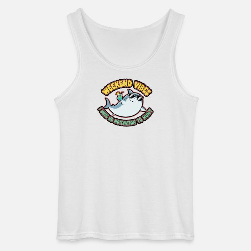 Weekend Vibes Shark Cocktail Tee - Gildan tanktop til mænd - hvid