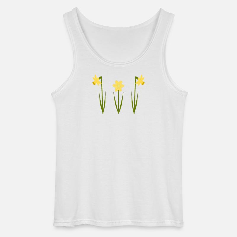 Mars bursdagsblomst påskeliljer i blomst - Gildan singlet for menn - hvit