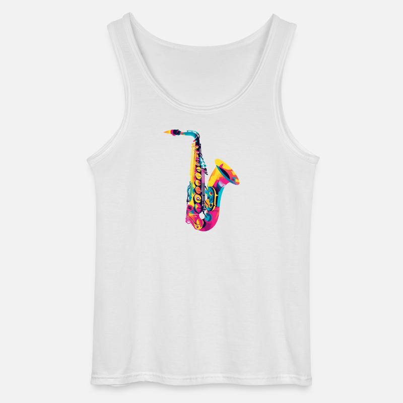 Leuchtendes Saxophon Farbexplosion - Gildan Männer Tank Top - Weiß