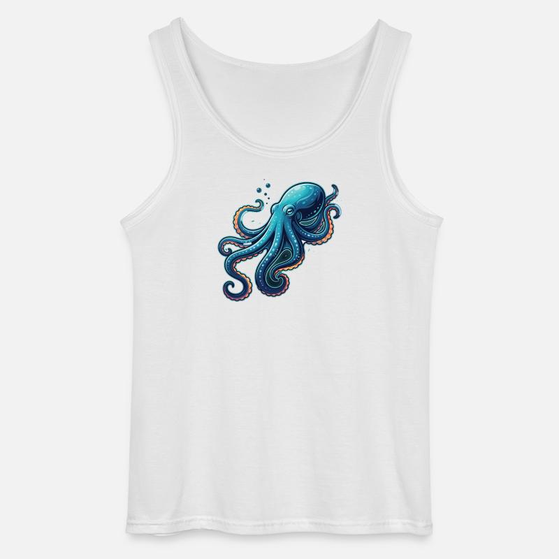 Sød blæksprutteillustrationshav - Gildan tanktop til mænd - hvid