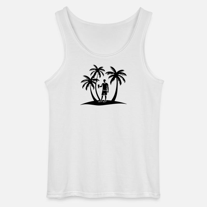 Feriepalme-tur silhuet - Gildan tanktop til mænd - hvid