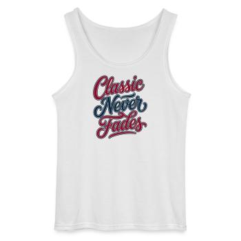Klassisch verblasst nie – Klassisch verblasst nie. - Gildan Männer Tank Top - Weiß - Vorne - AI Model Male 185 dark (185cm)