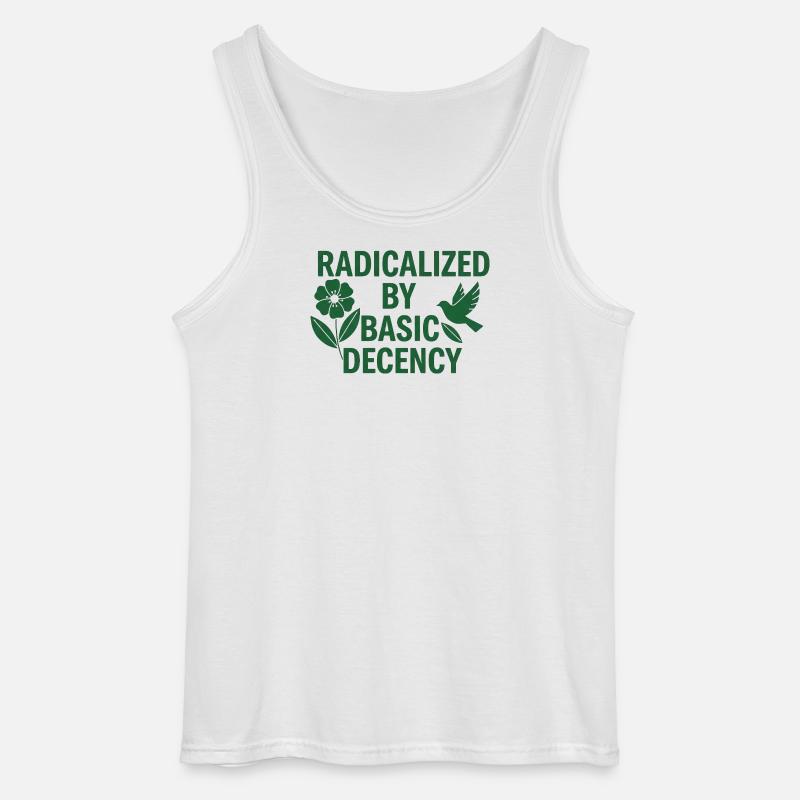 Progressive Values Basic Decency Shirt - Gildan Men’s Tank Top - white