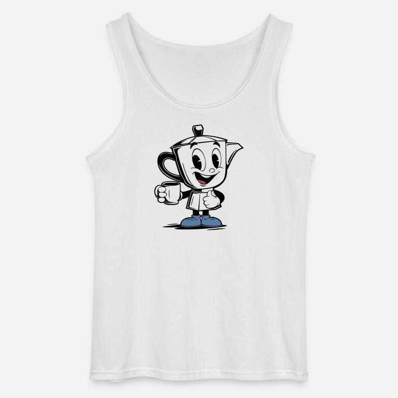 Vintage Moka Pot Maskot - Gildan tanktop til mænd - hvid