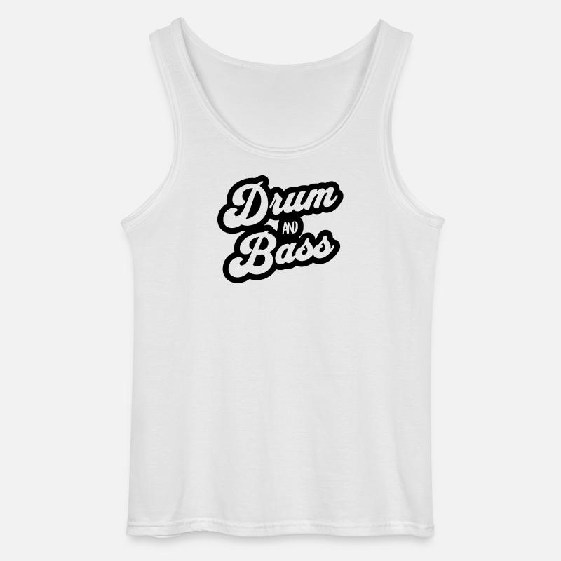 Drum and Bass Script Logo - Gildan tanktop til mænd - hvid