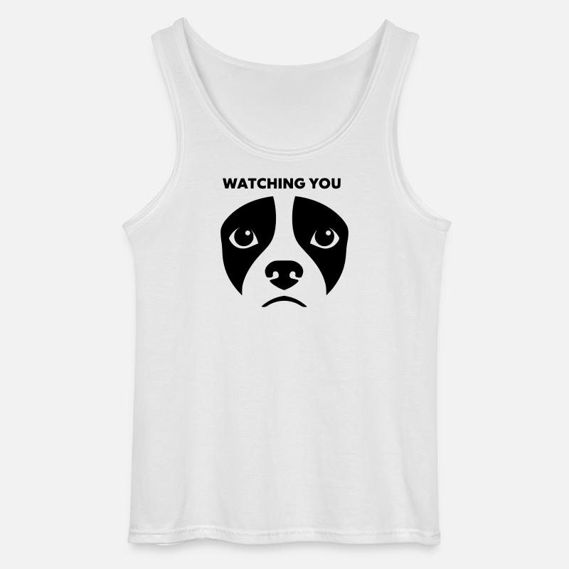 Hundeblick Watching You Spruch - Gildan Männer Tank Top - Weiß