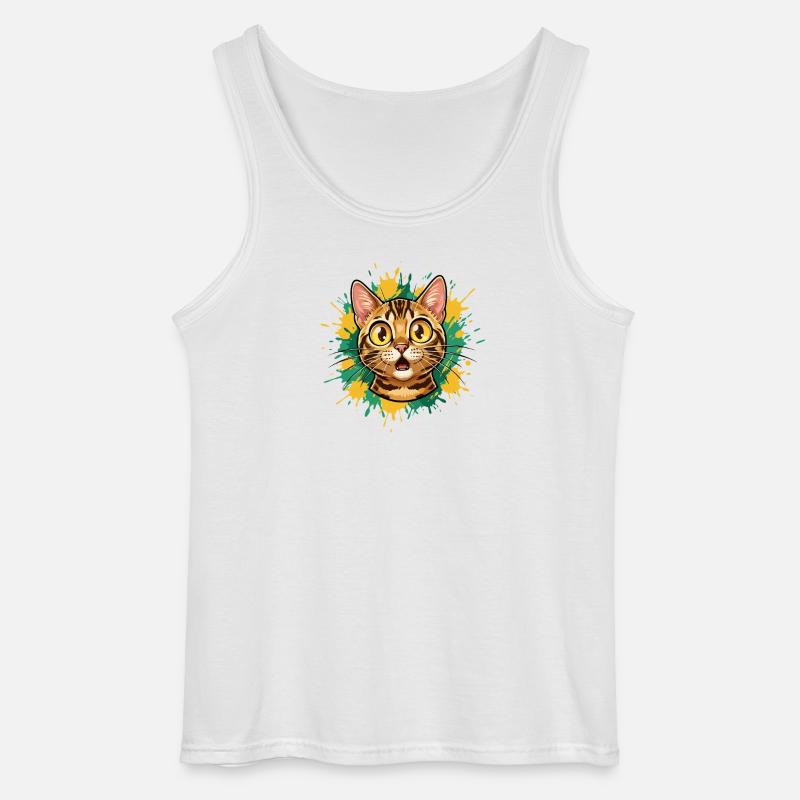 Katzenkopf Farbexplosion Illustration - Gildan Männer Tank Top - Weiß