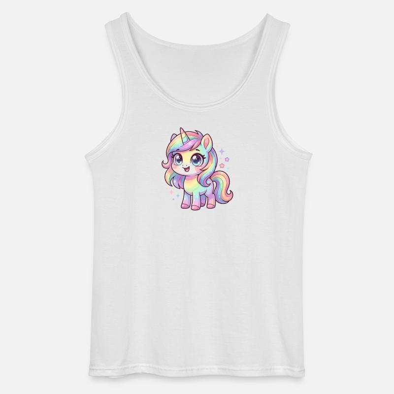 Pastellregen-Einhorn Chibi - Gildan Männer Tank Top - Weiß