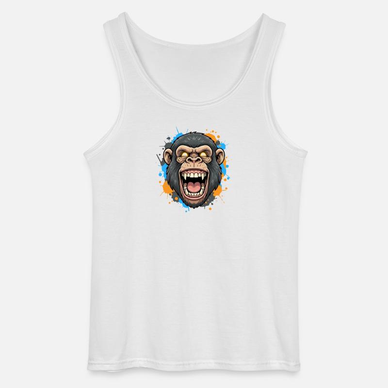 Schreiender Gorillakopf Splash - Gildan Männer Tank Top - Weiß