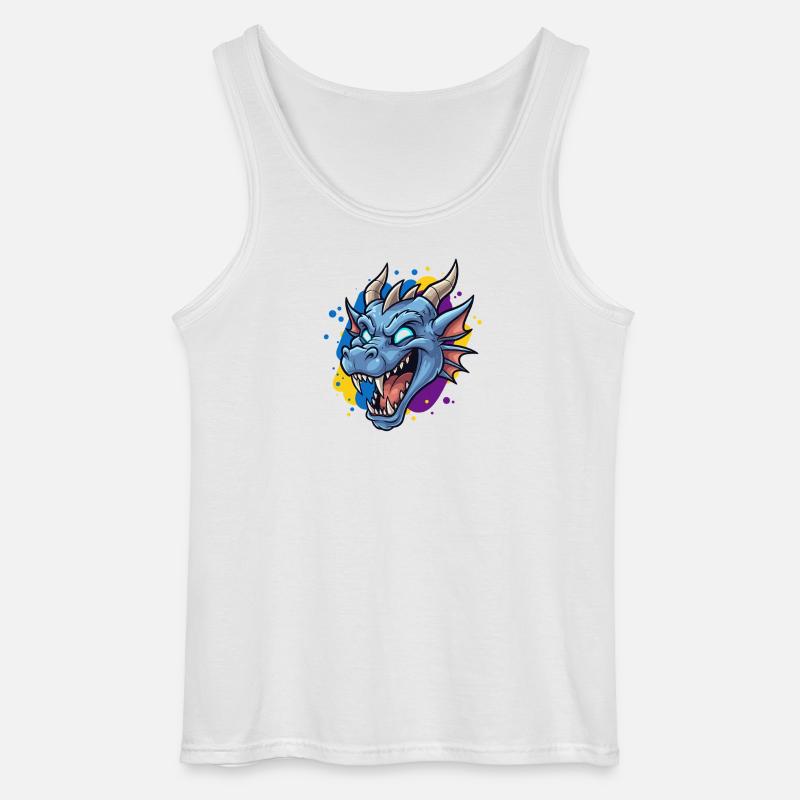 Blauer Drachenkopf Neon-Splash - Gildan Männer Tank Top - Weiß