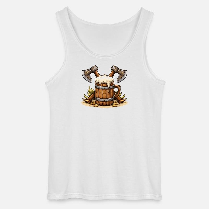 Bierfass mit Äxten Wikinger - Gildan Männer Tank Top - Weiß