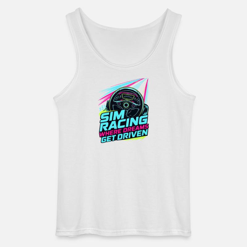 Sim Racing Where Dreams Are Driven - Gildan Men’s Tank Top - white