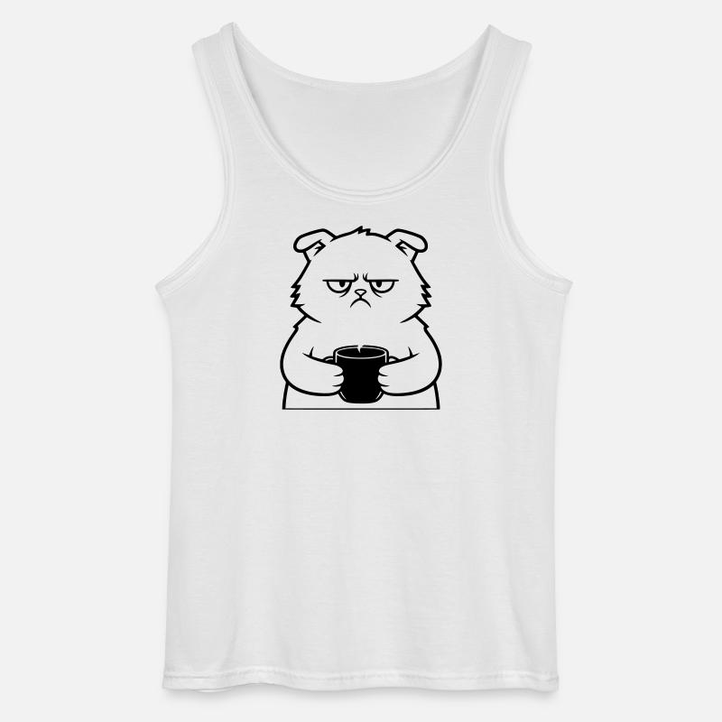 Böse Katze Kaffee Outline - Gildan Männer Tank Top - Weiß