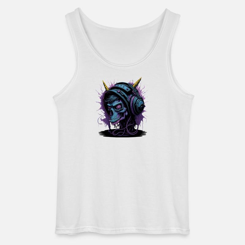 Neon Skull mit Kopfhörern DJ - Gildan Männer Tank Top - Weiß