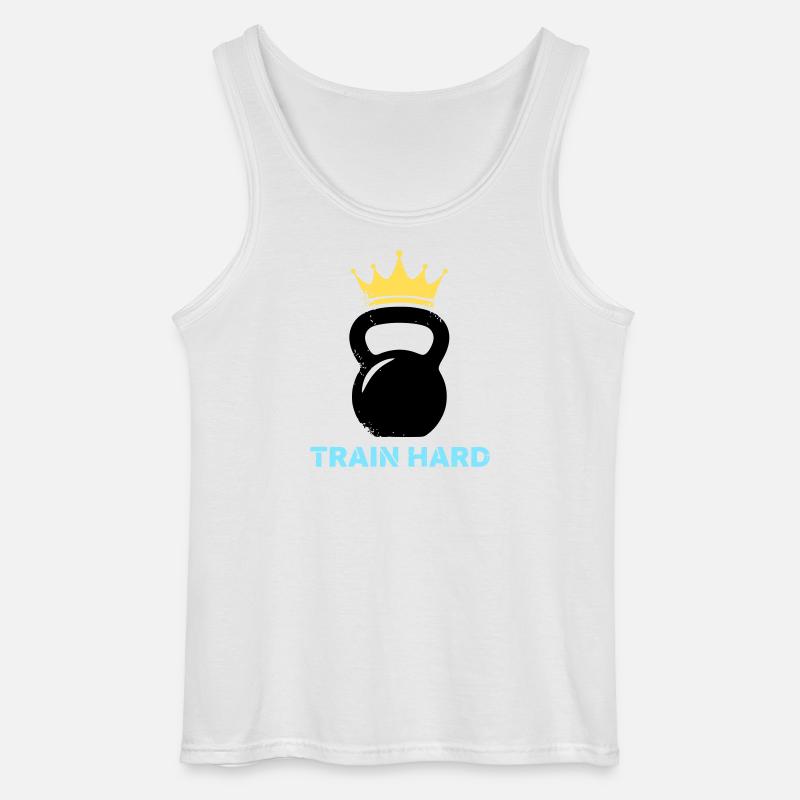 Kugelhantel Krone Train Hard - Gildan Männer Tank Top - Weiß