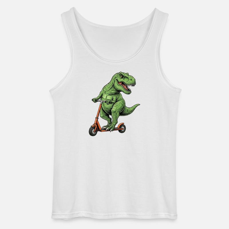 Dinosaurier-Roller T-Rex auf Scooter-Geschenken - Gildan Männer Tank Top - Weiß