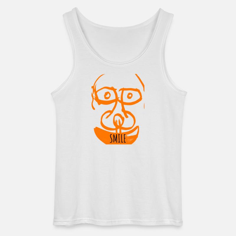 Oranges Doodle-Lächeln - Gildan Männer Tank Top - Weiß