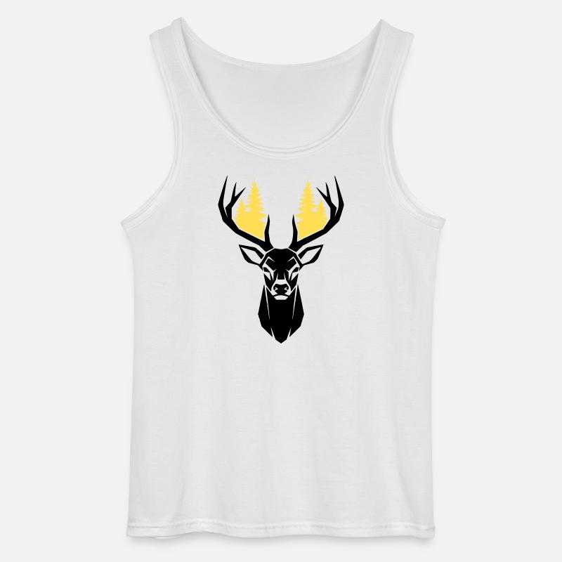 Hirschkopf Wald Silhouette - Gildan Männer Tank Top - Weiß
