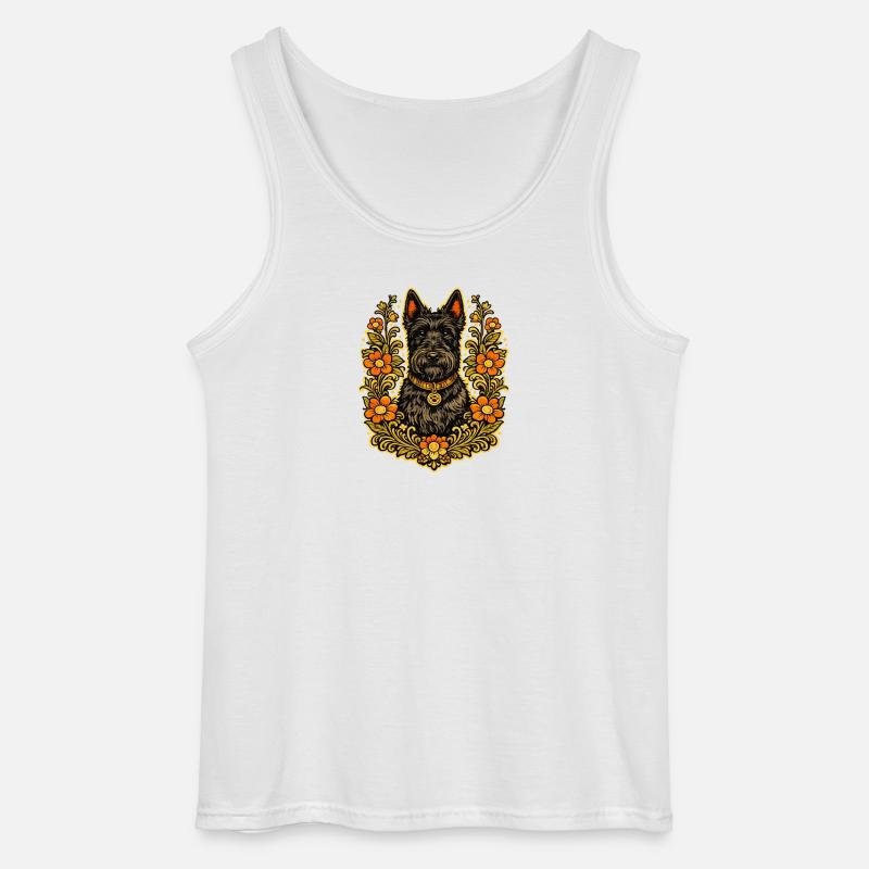 Floral Frame Scottish Terrier - Gildan Männer Tank Top - Weiß
