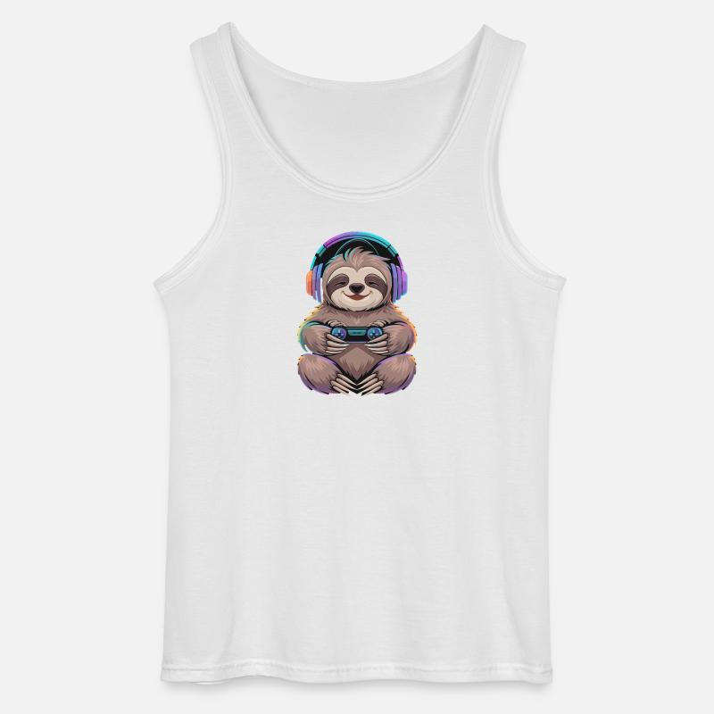  Faultier Gamer Mit Controller Und Bunter - Gildan Männer Tank Top - Weiß