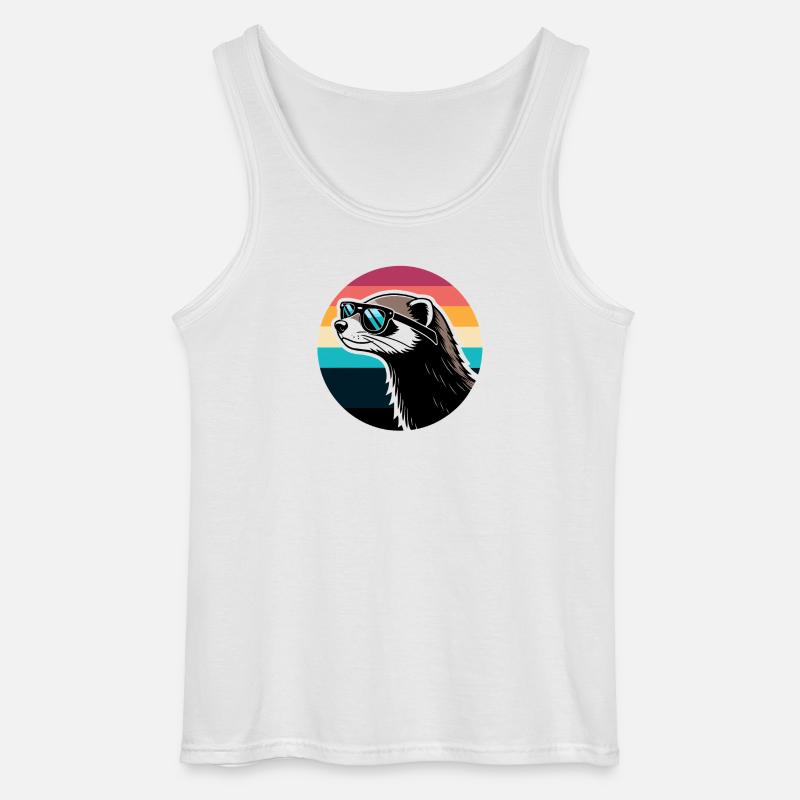 Frettchen-Silhouette Retro-Regenbogen - Gildan Männer Tank Top - Weiß