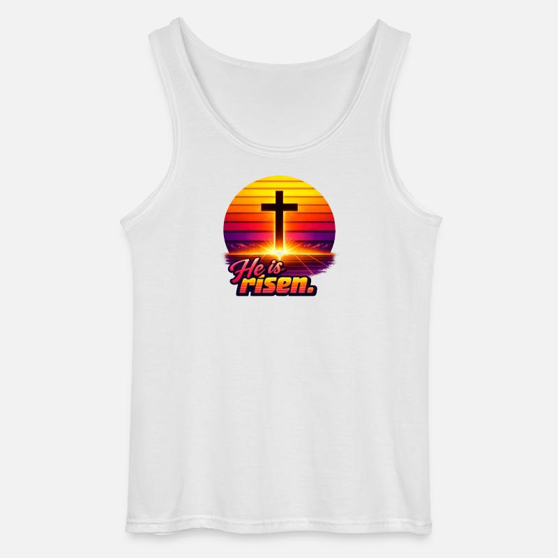 He is risen Sunset retro - Gildan Männer Tank Top - Weiß