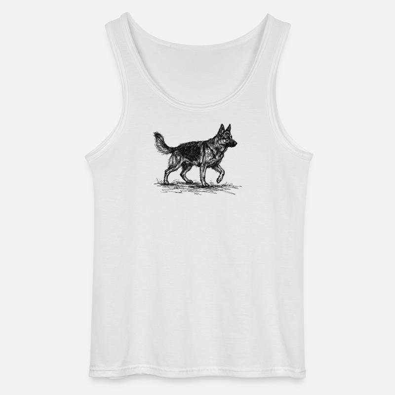 German Shepherd Sketch – German Shepherd Design - Gildan Men’s Tank Top - white