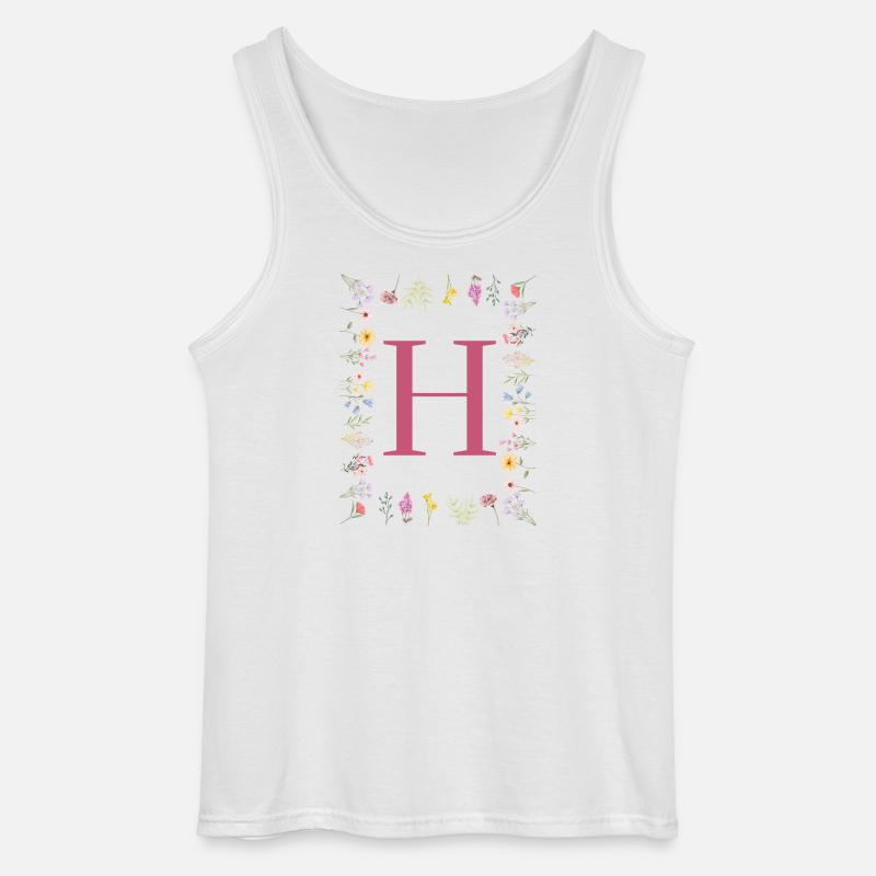Florale Initialen "H", Buchstaben Monogramm - Gildan Männer Tank Top - Weiß