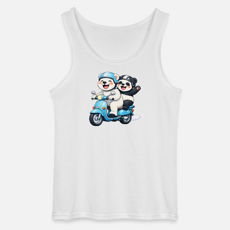 Eisbär und Pandabär auf einem Roller - Gildan Männer Tank Top - Weiß