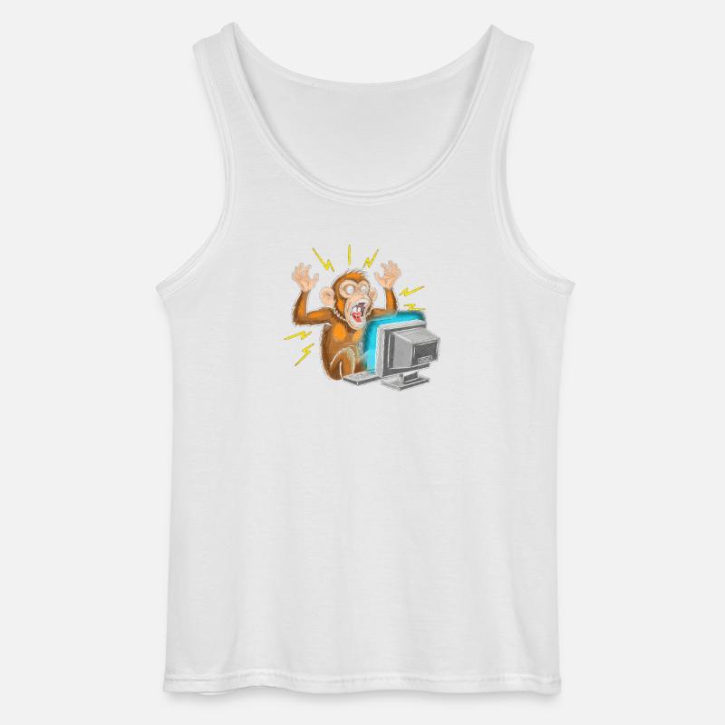 Monkey Computer Outbreak - Gildan Men’s Tank Top - white