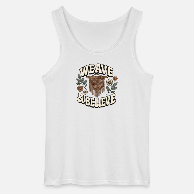Weben & glauben | Makramee Boho - Gildan Männer Tank Top - Weiß