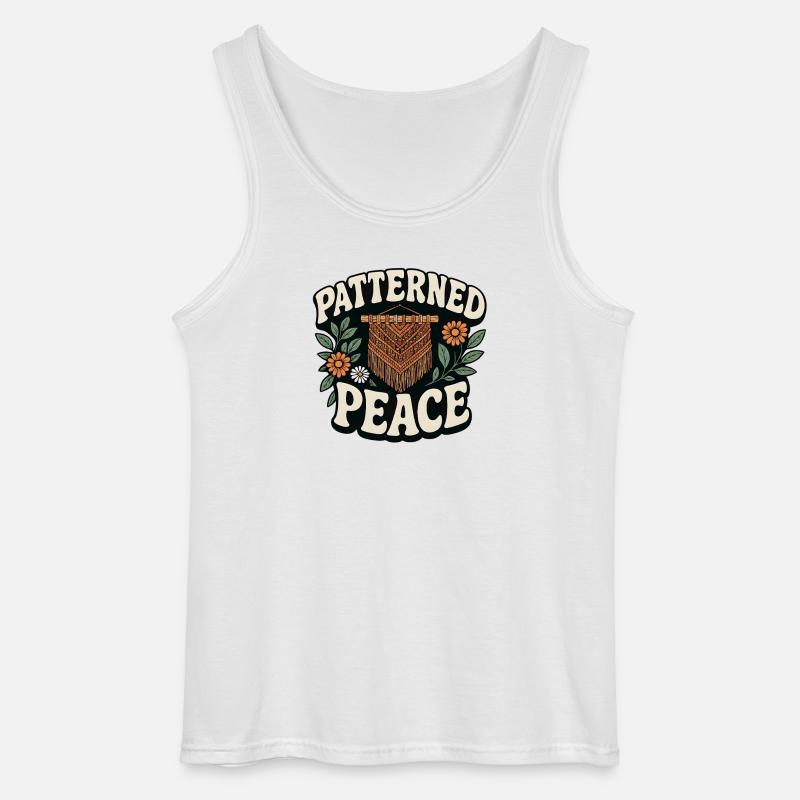 Patterned Calm | Macrame Boho - Gildan Men’s Tank Top - white