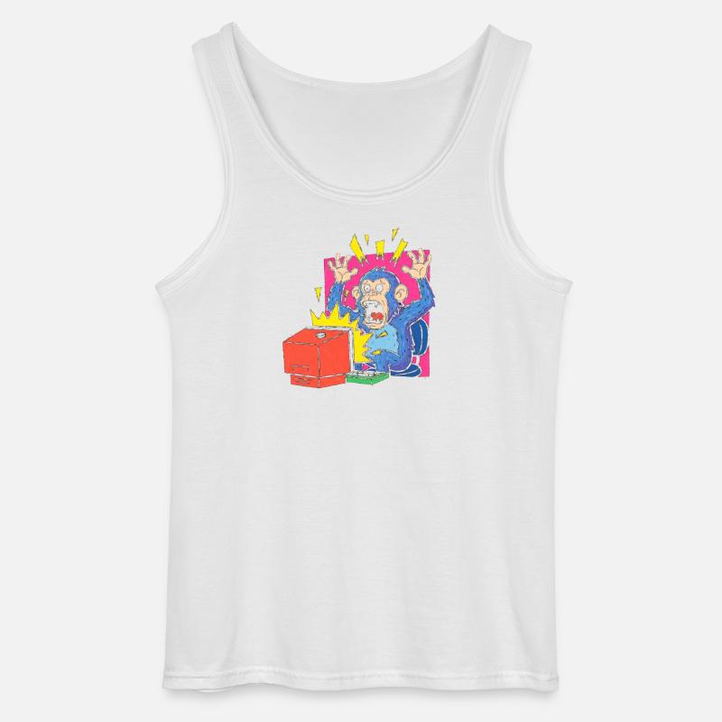 Affen-Alarm am Computer - Gildan Männer Tank Top - Weiß
