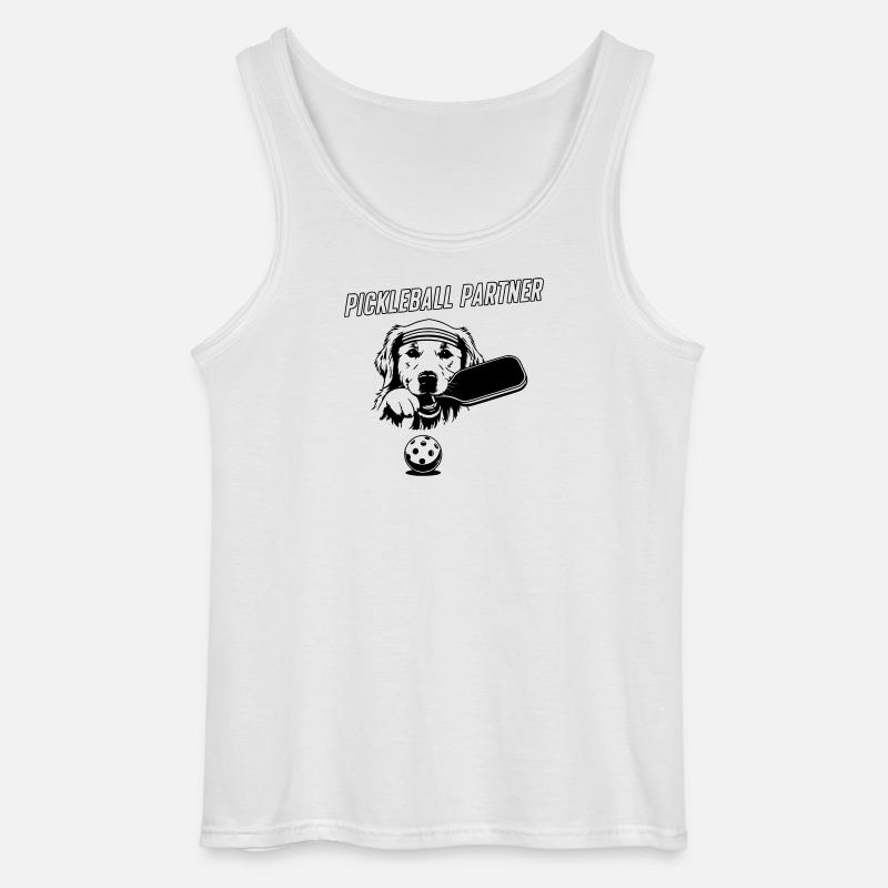  Süßer Pickleball Partner Hund - Gildan Männer Tank Top - Weiß