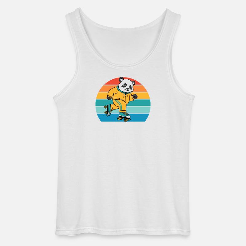 Retro-Panda auf Rollschuhen - Gildan Männer Tank Top - Weiß