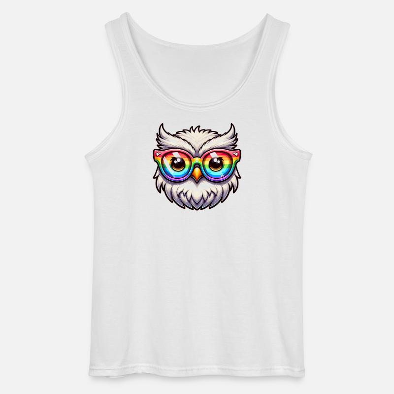Regenbogen Eule Brille - Gildan Männer Tank Top - Weiß