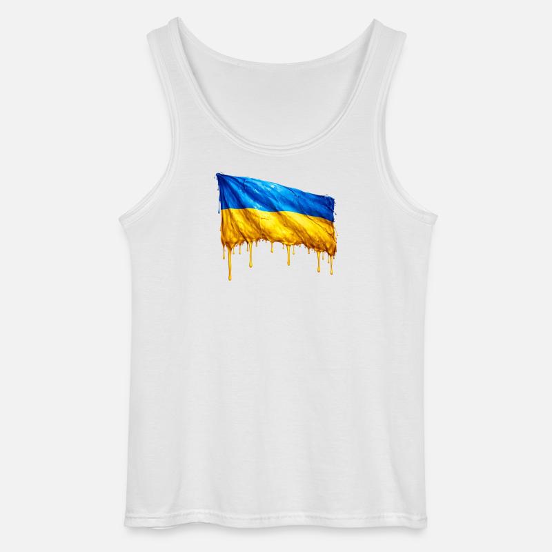Bandiera Ucraina che goccia - Canotta da uomo Gildan - bianco