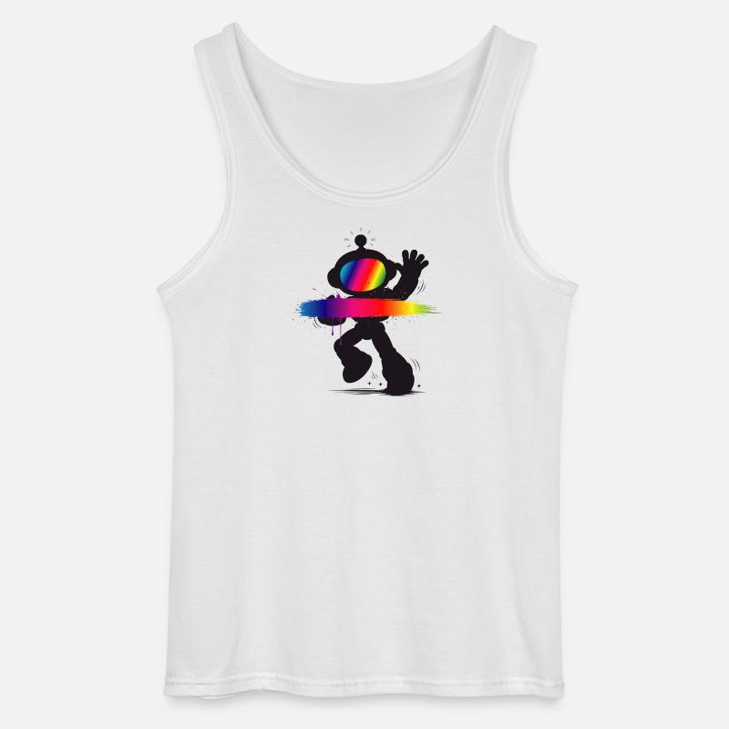 Roboter Silhouette Regenbogen Splash Design - Gildan Männer Tank Top - Weiß