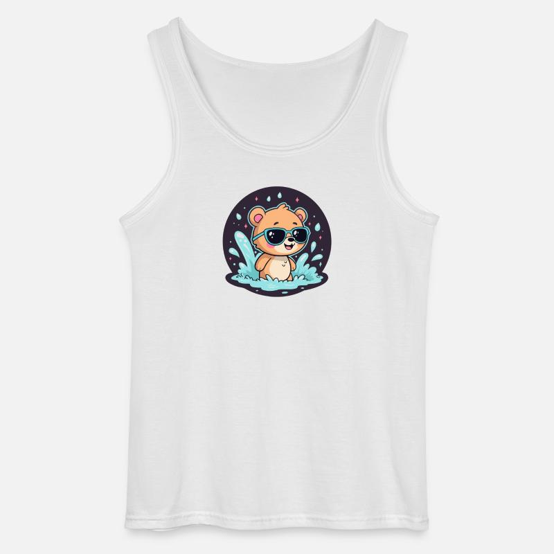 Schicker Surferbär mit blauer Brille - Gildan Männer Tank Top - Weiß