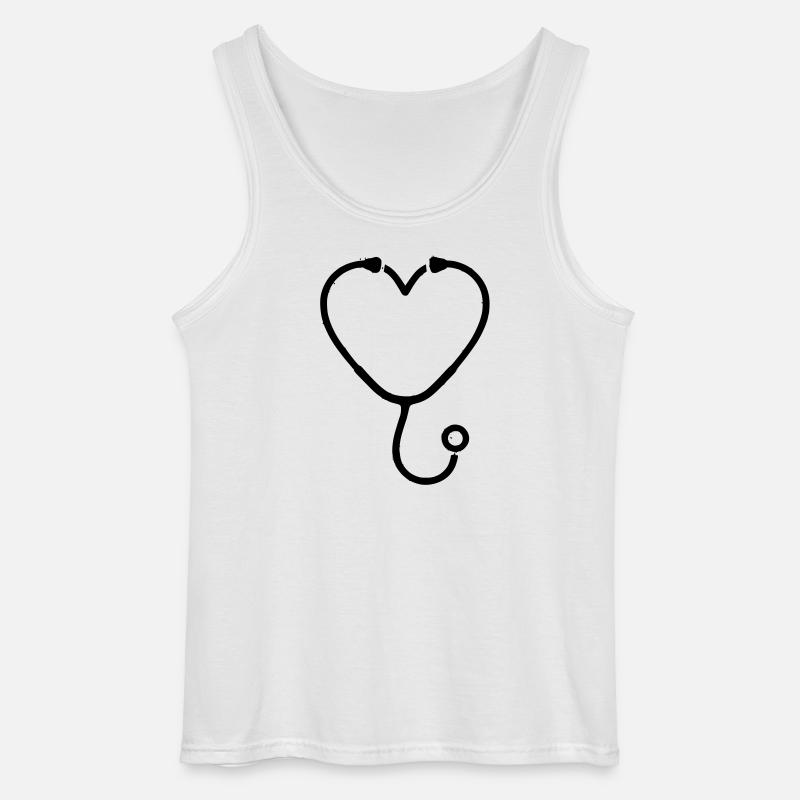 Stethoskop Herz Medizin Outline - Gildan Männer Tank Top - Weiß