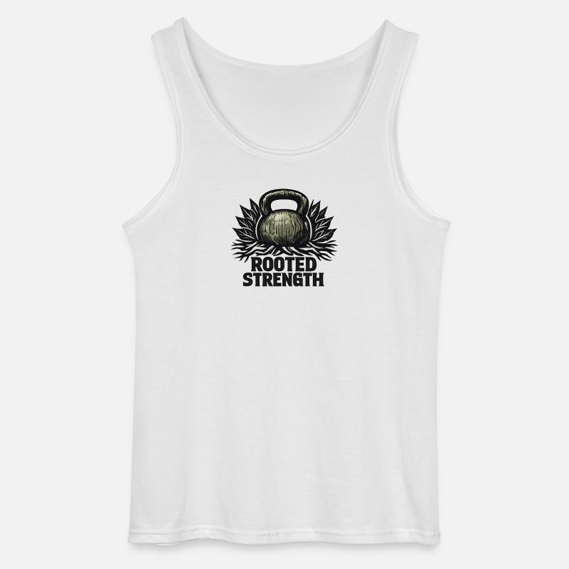 Rooted Strength: Eco-Primal Kettlebell Design - Gildan Männer Tank Top - Weiß