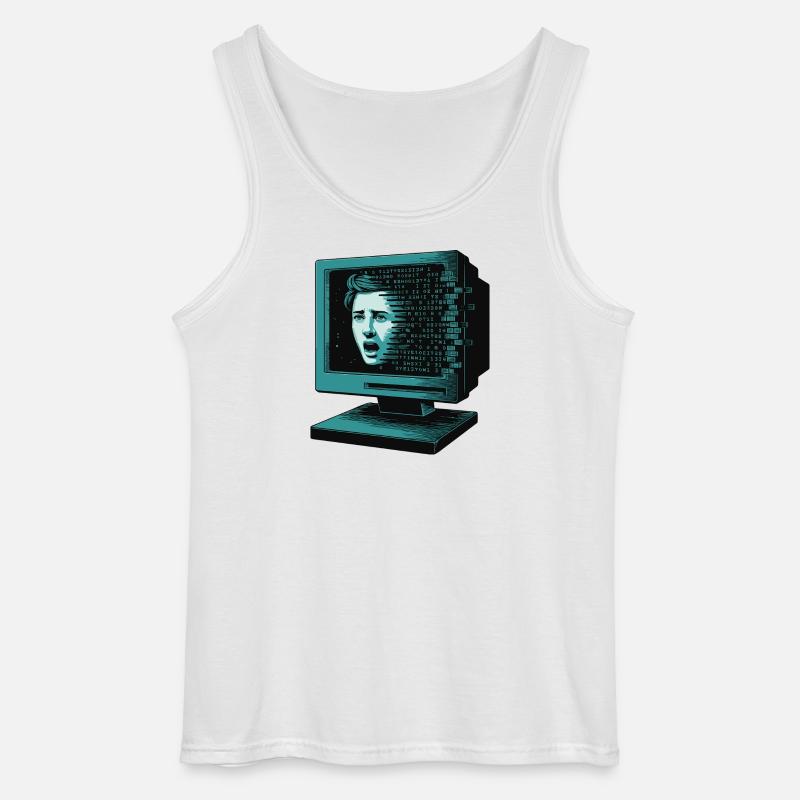 Retro-Computer Schrecken-  Retroglitch KI - Gildan Männer Tank Top - Weiß