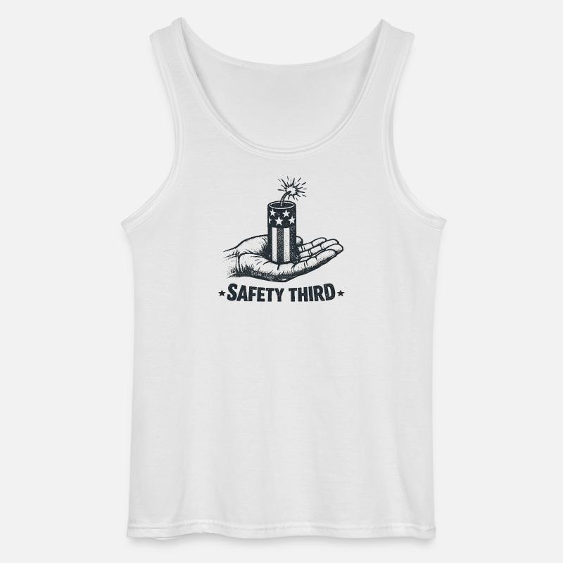 Sikkerhed først! Sarkastisk 4. juli Sicherh - Gildan tanktop til mænd - hvid