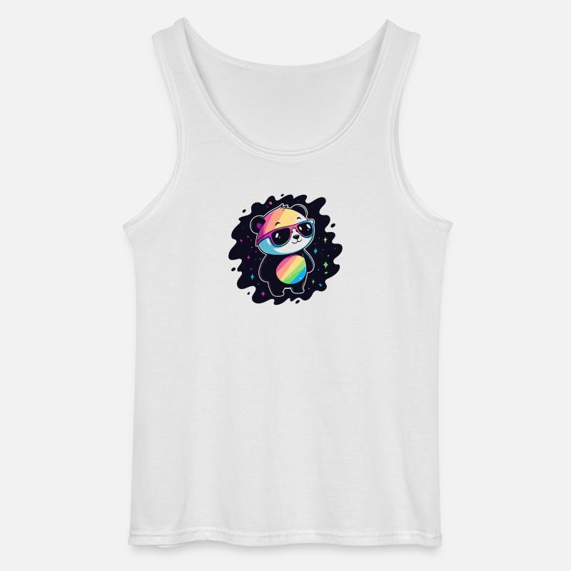 Panda Rainbow Galaxy Coole Brillen - Gildan Männer Tank Top - Weiß