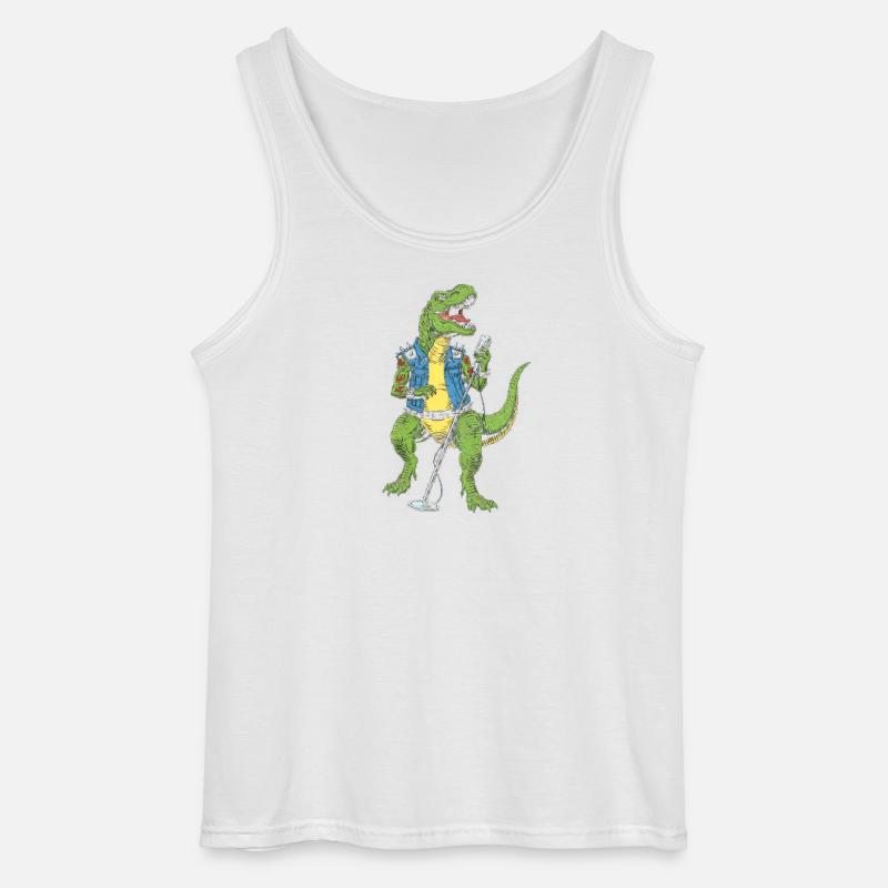Dino Rock star mit Mikro - Gildan Männer Tank Top - Weiß