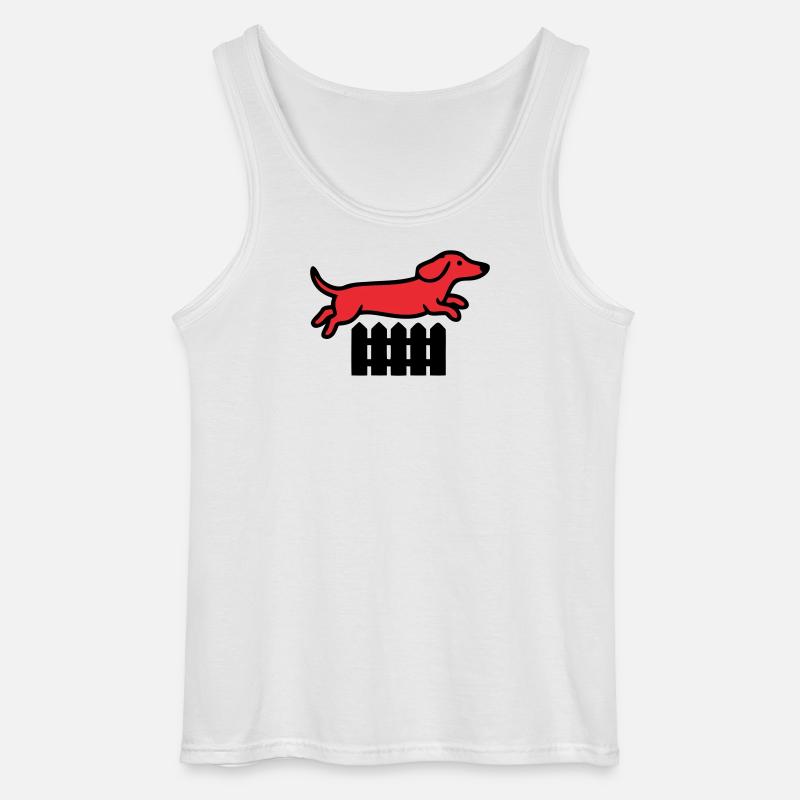 Dackel Sprung Zaun Agility - Gildan Männer Tank Top - Weiß